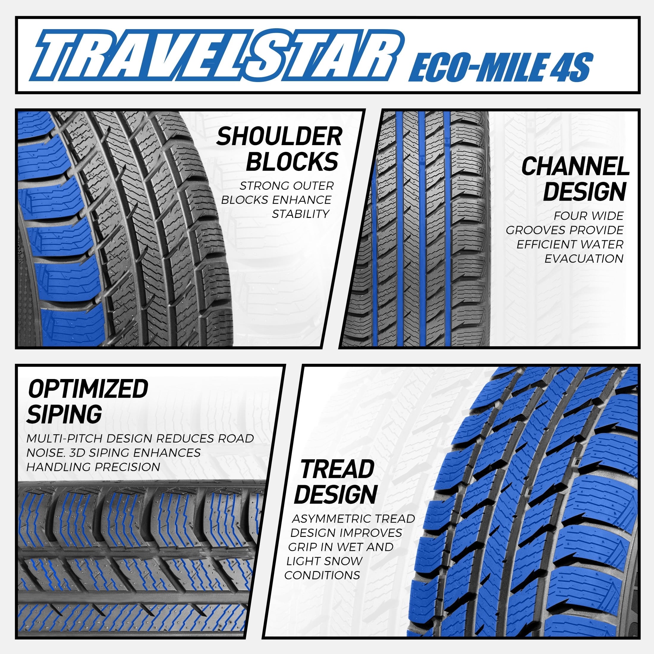 Travelstar ECO-MILE 4S All Weather 235/45R19 99V XL High Performance Passenger Tires 235/45/19 (Tire Only)