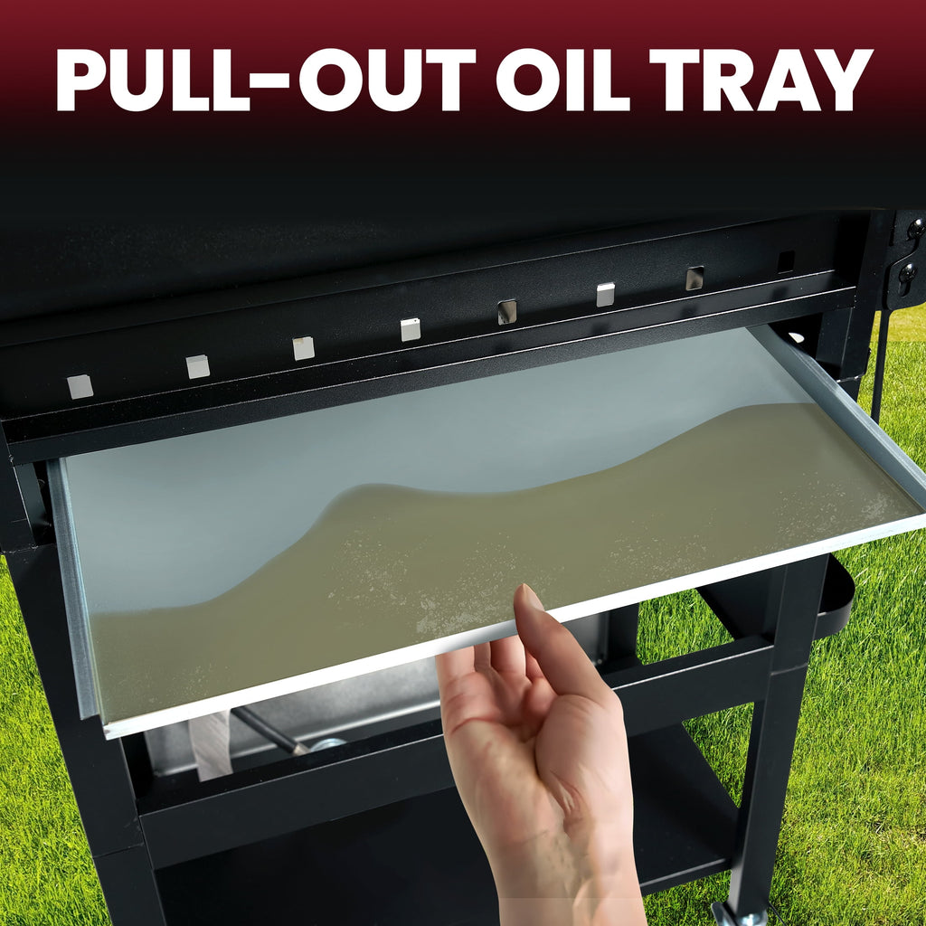Enyopro 3-Burner Propane Gas Grill, 30000 BTU BBQ Grill with Foldable Side Table, Stainless Steel Warming Rack, Hooks, and Built-In Bottle Opener for Outdoor Barbecue